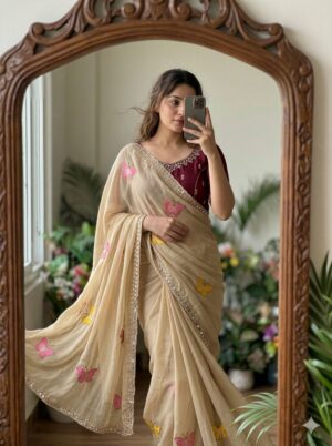 Georgette saree with Work